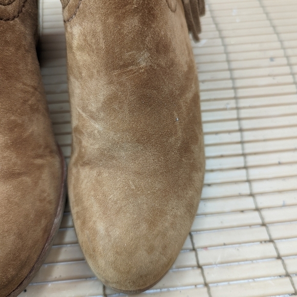 Sam Edelman "Louie" side zip Suede Fringe Ankle Booties Chestnut Size 7M.  208pm - Picture 7 of 10